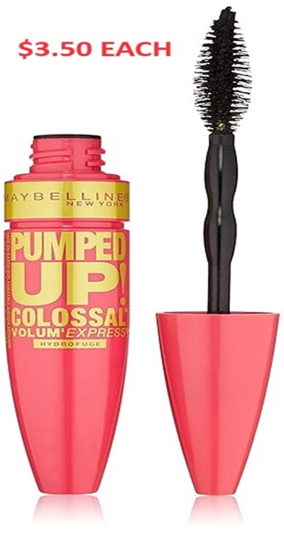 Wholesale Maybelline Volum' Express Pumped Up! Colossal Waterproof Mascara, Classic Black bulk makeup cosmetics $3.50 each